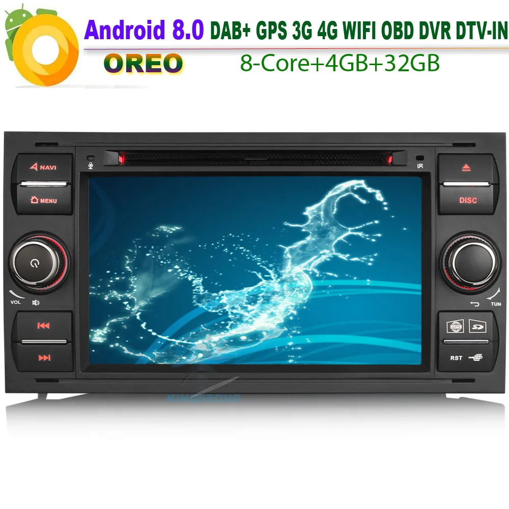 Автомобильный dvd плеер DAB + Android 8 0 Авторадио WiFi 4G CD Радио RDS BT SD DVR OBD для FORD C Max
