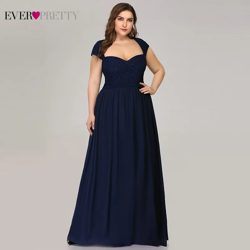 Элегантные платья для мамы невесты размера плюс, Ever Pretty EZ07949, кружевные платья для мам, украшенные бисером, Vestido Madrina - Цвет: Navy Blue