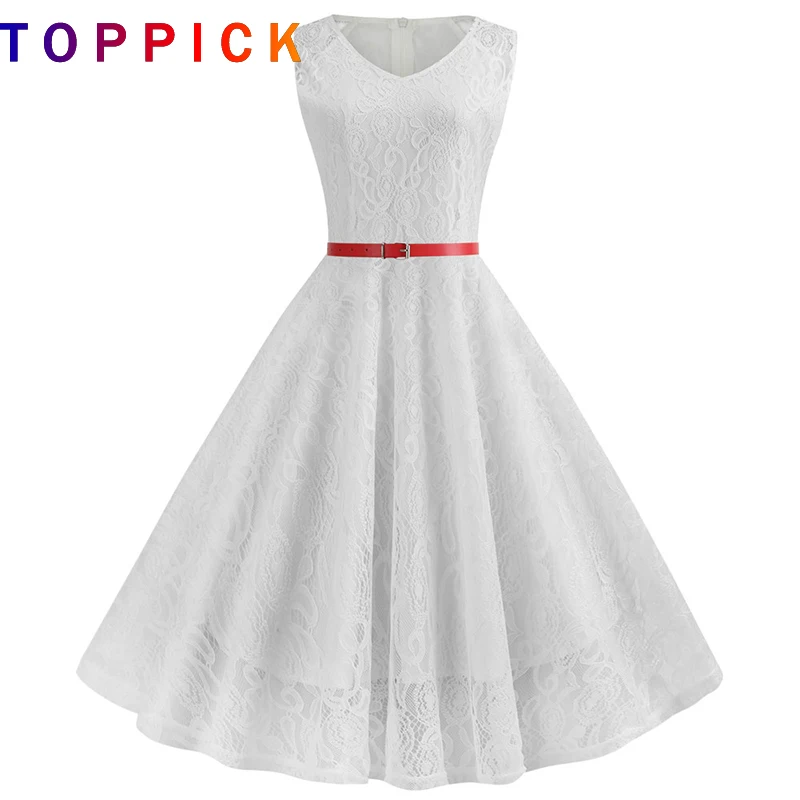 Женское винтажное платье белое кружевное без рукавов с треугольным вырезом для