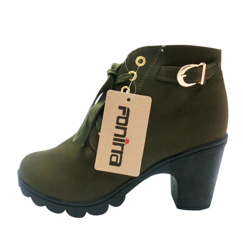 FONIRRA High Quality Women Boots PU Leather Winter Ankle Pumps Ladies Lace-up Heel Shoes 240 | Обувь