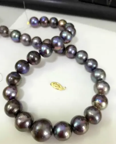 HUGE 13-15MM SOUTH SEA GENUINE BLACK PEARL NECKLACE 14k/20 | Украшения и аксессуары