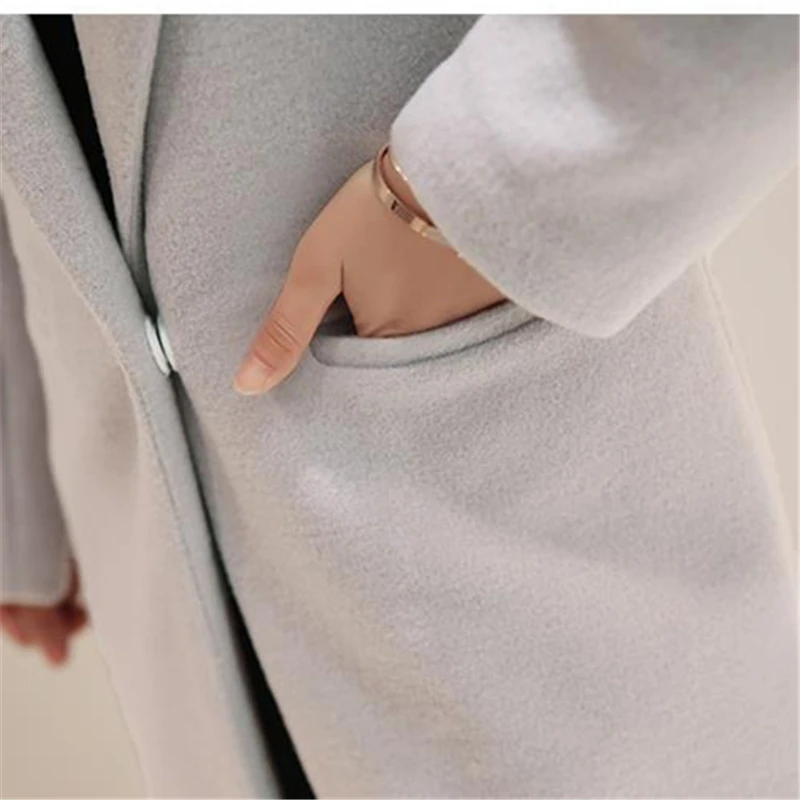 2020New Hot Fashion Winter Coat For Women Warm Wool Elegant Blends Long Sleeve Cashmere Womens Slim Pockets Ladies Woolen Coats | Женская