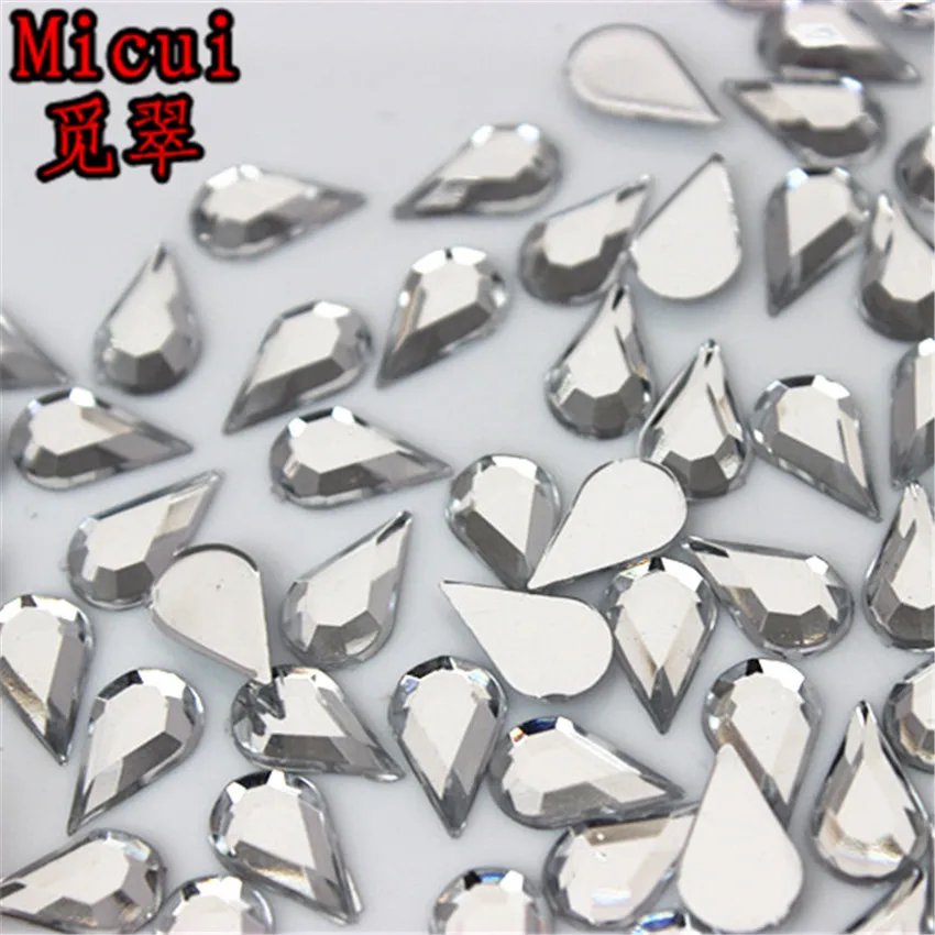 Micui 100 шт. 6*10 мм разные цвета стандартные акриловые драгоценные камни с плоским