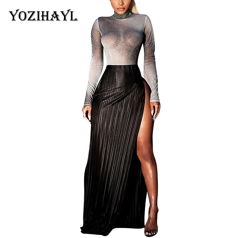 Сексуальное длинное платье Yozihayl с высоким разрезом женское Прозрачное