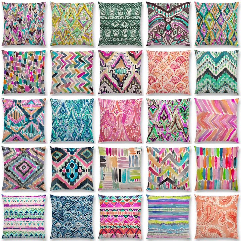 Новый дизайн акварельные конфеты шеврон волны наволочка для подушки коралловый