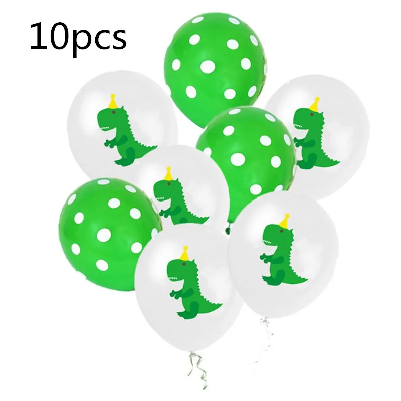 Balloons 10pcs 16 шт./компл. с рисунком динозавра из мультфильма для капкейка-Happy День рождения украшения Дети сувениры динозавр вечерние торт флаг детского дня рождения - Цвет: Balloons 10pcs