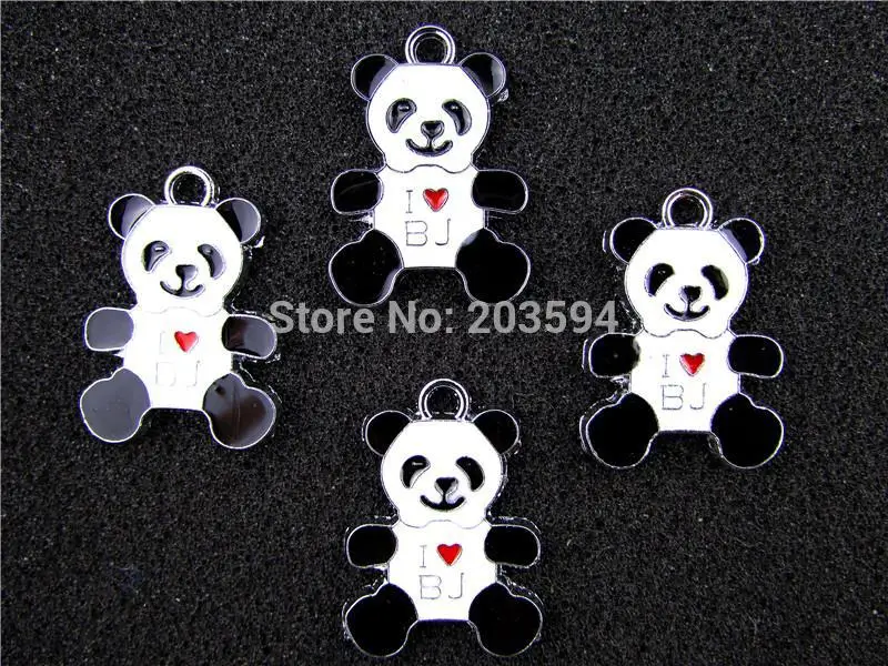 

AE349 смешанные цвета 20 шт. металлическая эмаль из сплава «i love Beijng» панда подвески в форме ключей 28x20 мм