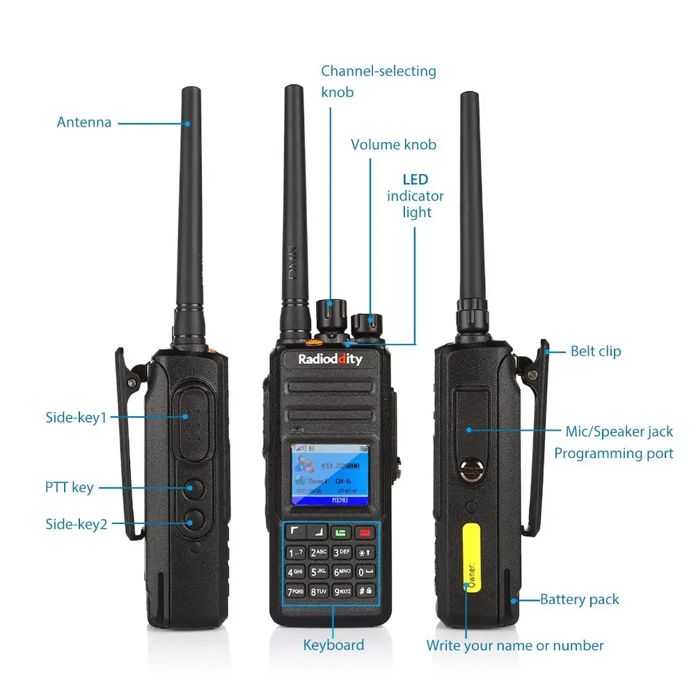 Радиочастотная GD-55 Plus Водонепроницаемая рация DMR радио ветчина радио 2800 мАч Кабель для программирования 2 антенны