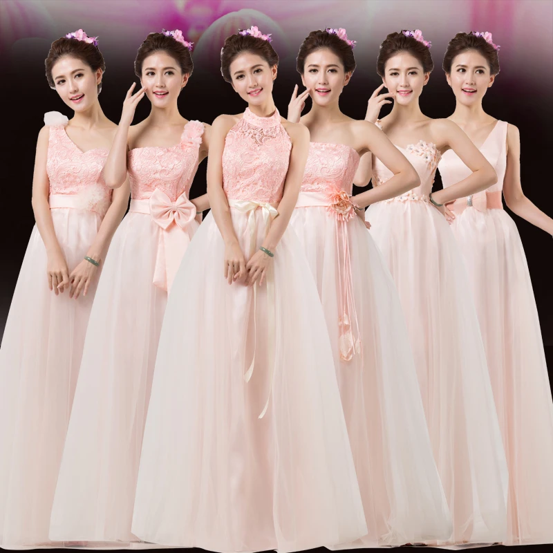 

2017 new Bridesmaid Dresses plus size stock cheap under $50 pink long chiffon sexy a line romantic simple fashion sexy JYX0251