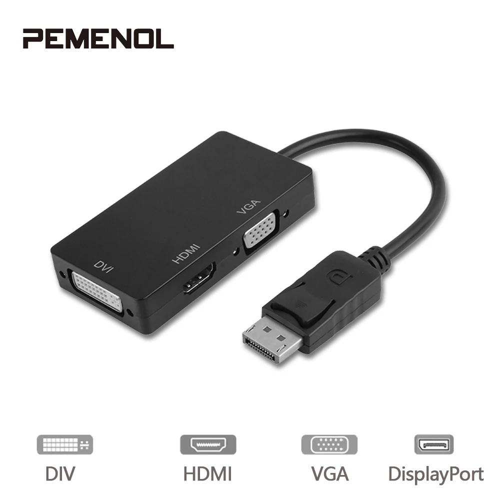 Конвертер кабель адаптер DisplayPort DP штекер к DVI HDMI VGA Аудио Женский дисплея порт