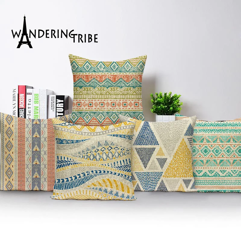 

Geometric Decor Cushion Cover 45X45Cm Simple Style Pillows Decor Home Multicolour Shabby Chic Covers Custom Throw Pillow