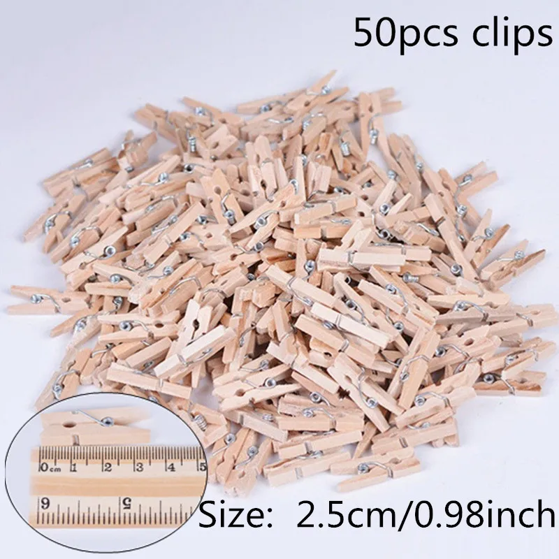 50 шт Размер 25 мм маленькие натуральные деревянные зажимы для фото зажимов