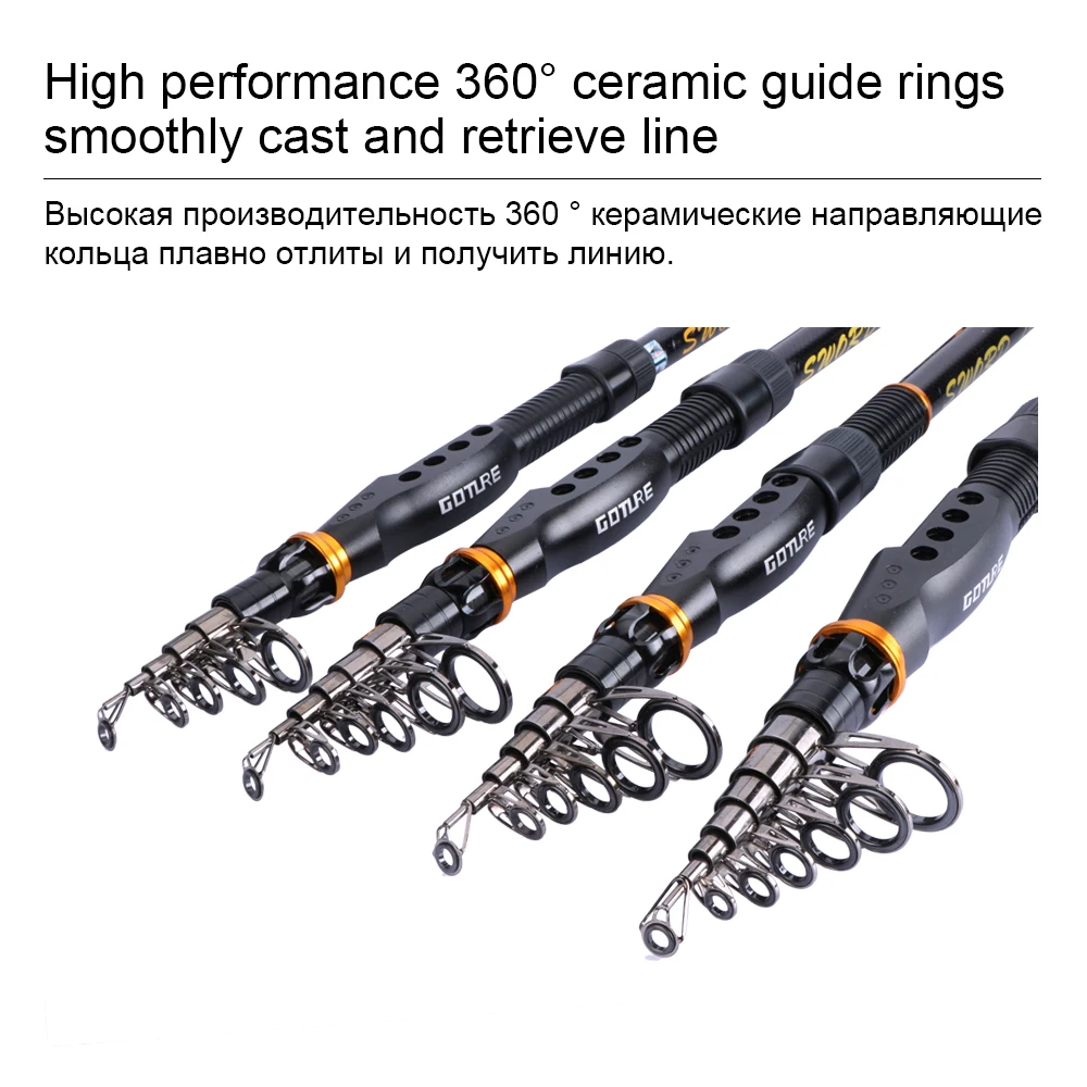 Телескопическая удочка из высокоуглеродного волокна Goture морские удочки