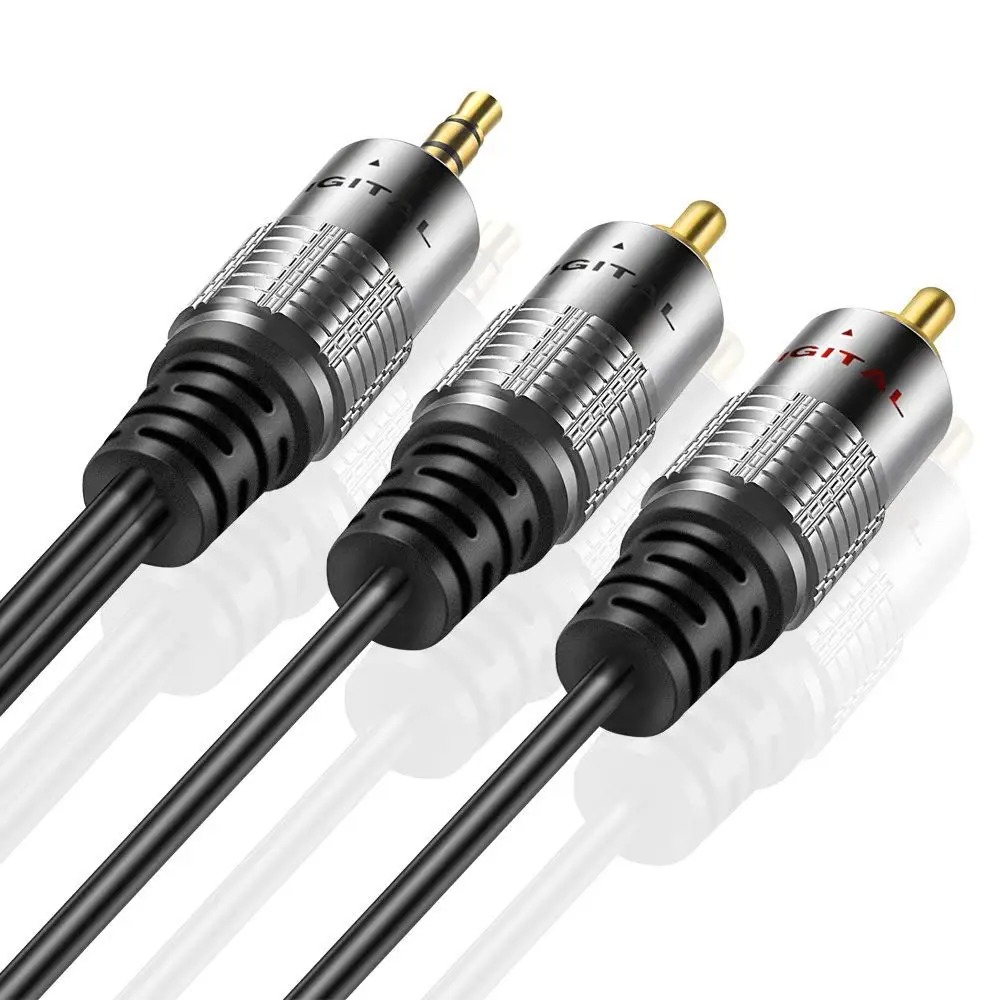 Позолоченный 4 контактный 3 5 мм стерео штекер к 2 RCA Стандартный Удлинительный