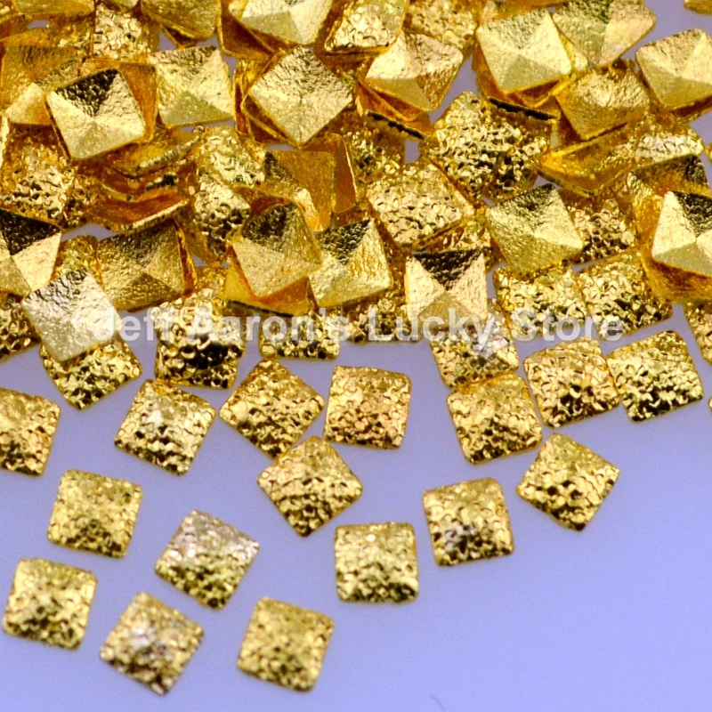500 шт. Золотые и Серебряные Матовые квадратные металлические 3d украшения для