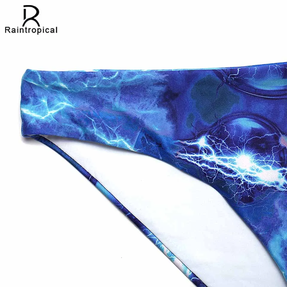 Raintropical 2018 Sexy Women Swimsuit Bikini Set Halter Print Retro Backless Bathing Suits Swim Wear Patchwork Swimwear |