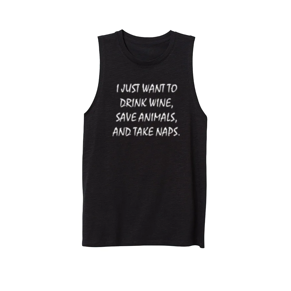Женские с надписью I just want to Drink Wine Фитнес тренировки Повседневное Майка топ без