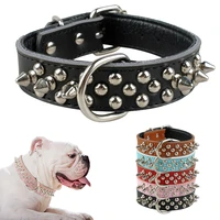 adjustable leather studded rivet dog collar durable spiked dog collars necklace for small medium dogs pitbull boxer black s m l