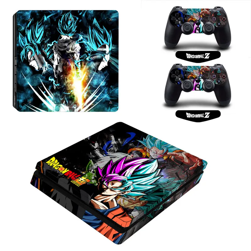 ARRKEO Dragon Ball Super Son Goku VS Vegeta виниловая наклейка PS4 Slim Skin Наклейка для playstation 4 Slim консоль и 2 контроллера - Цвет: Черный
