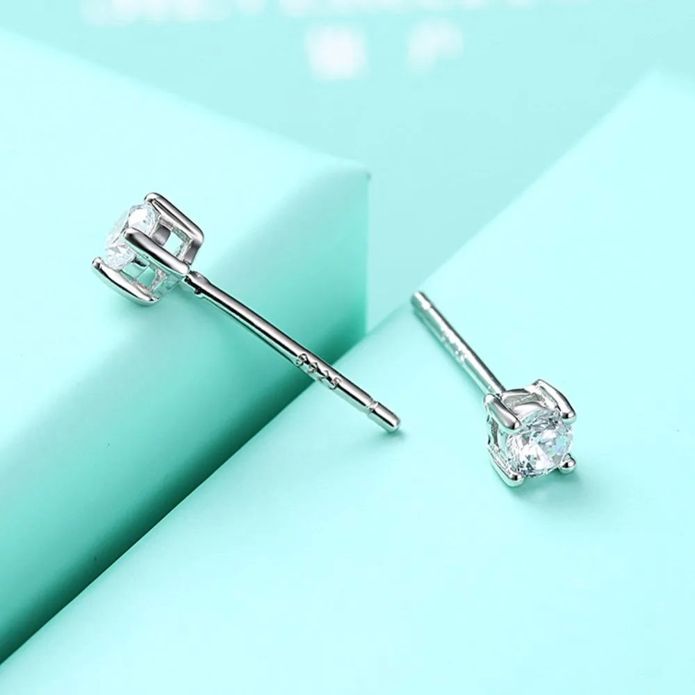 Женские серьги гвоздики LEKANI модные из стерлингового серебра с кубическим