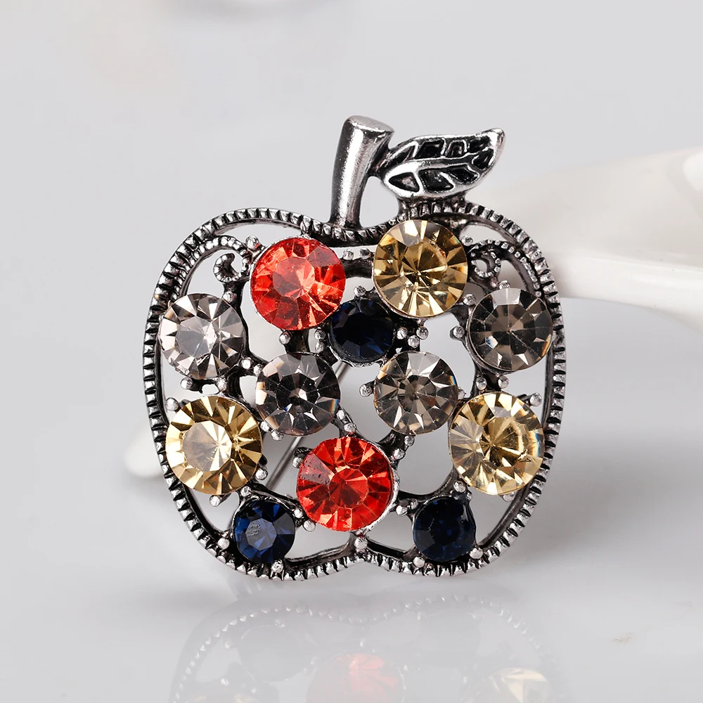 Danbihuabi New Design Colorful Full Rhinestone Apple Accessory Brooch For Women Wedding Party | Украшения и аксессуары