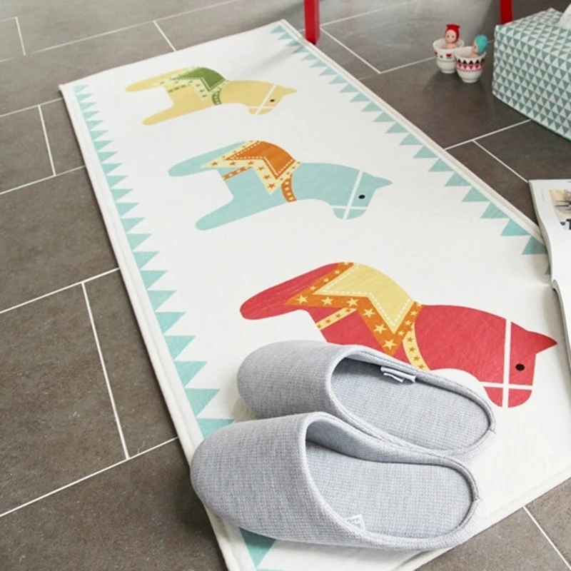 Online 50x80 + 50x120 Cm/set Cartoon Horse Mat Cucina Casa Coreana Ingresso/corridoio Zerbino Anti-slip Bagno Carpet Armadio/balcone Tappeto