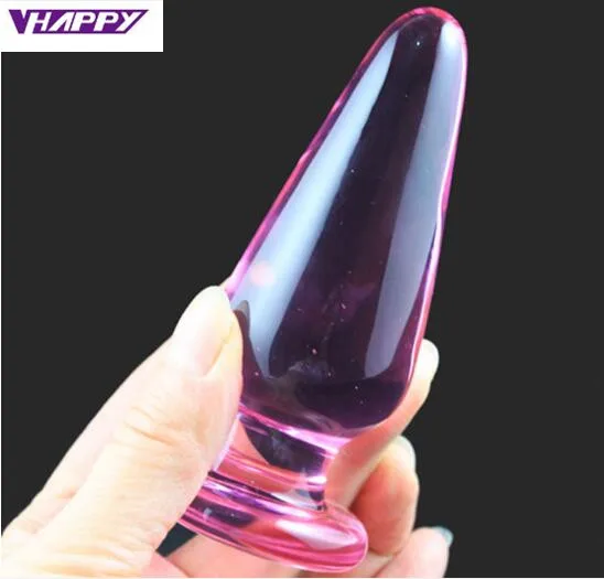 Горячая Распродажа анальная пробка со стеклянным конусом мягкая розовая