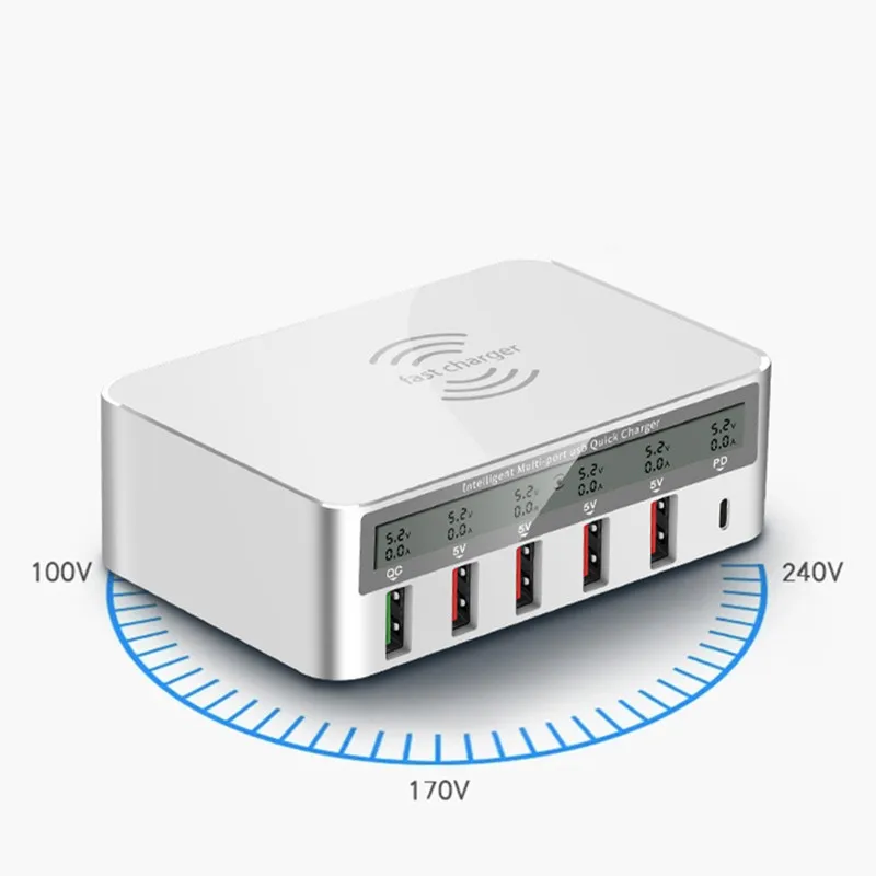 Asunflower 5 портов USB QC 3,0 быстрая Беспроводная зарядная станция настенная для Iphone Ipad USB разветвитель Быстрая зарядка розетка Настольный концентратор