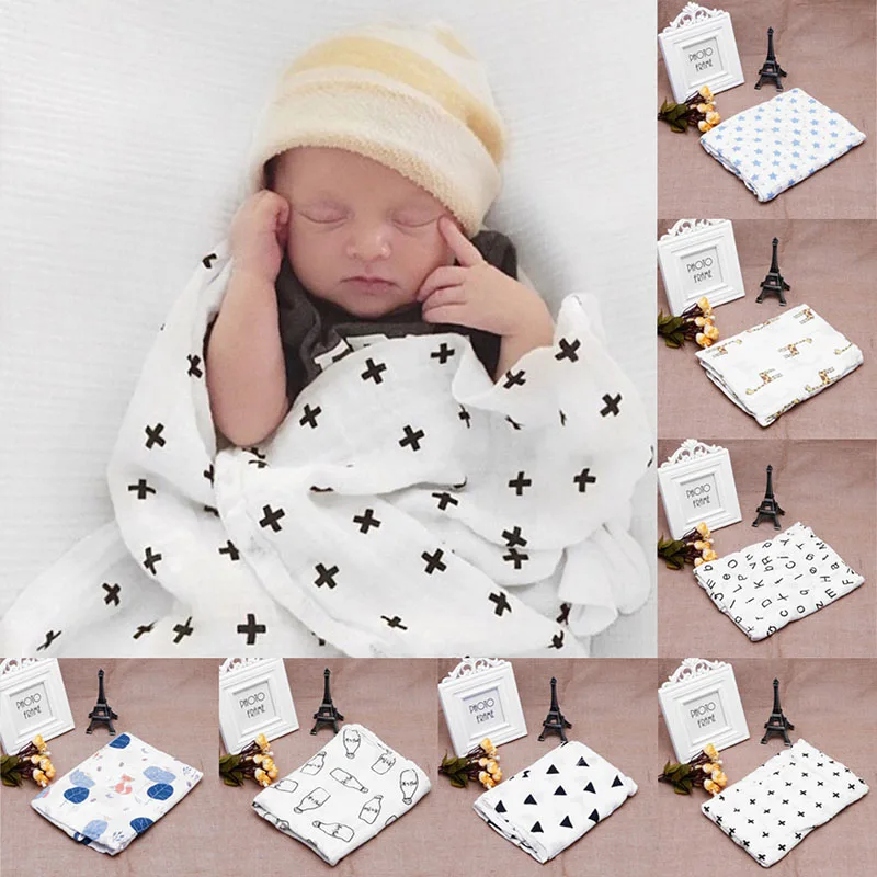 

White Soft Muslin Newborn Baby Swaddle Blanket Infant Cotton Swaddling Towel gai