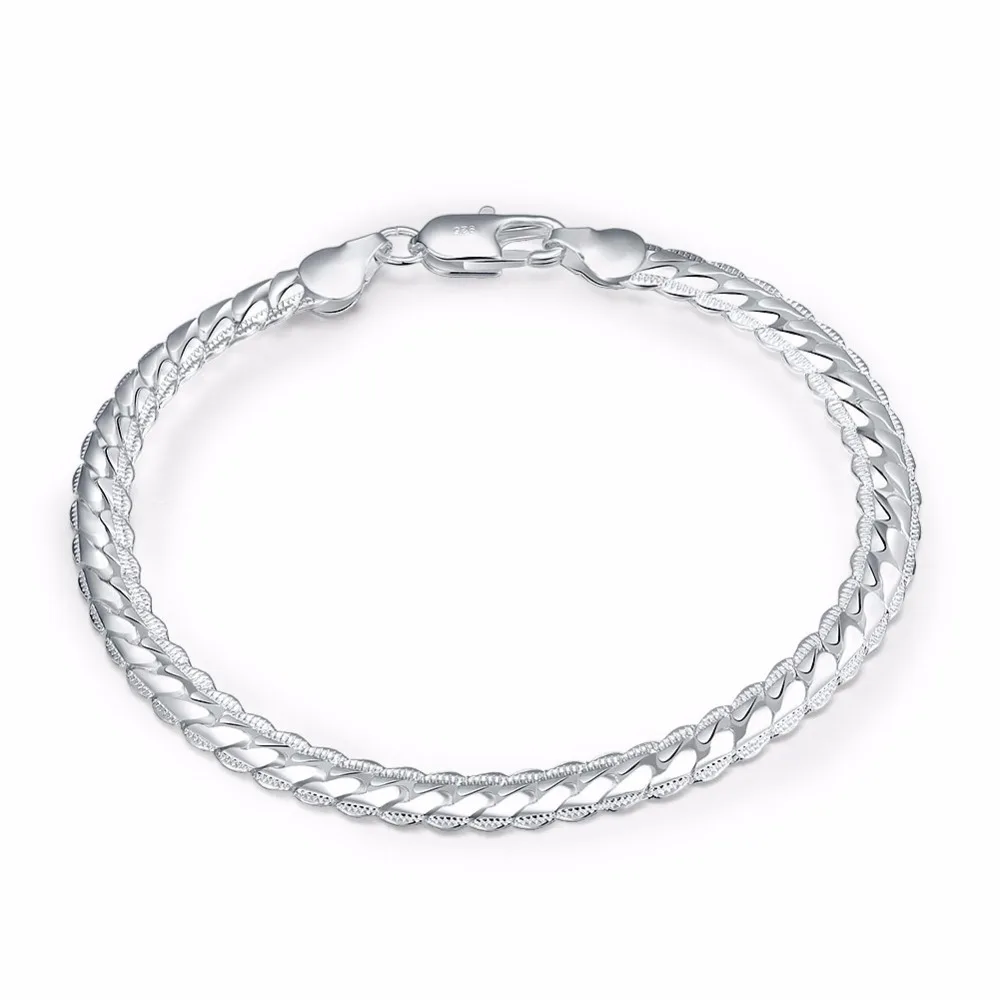 Браслет цепочка мужской/женский серебряный шириной 5 мм 20 см|snake chain bracelet|chain