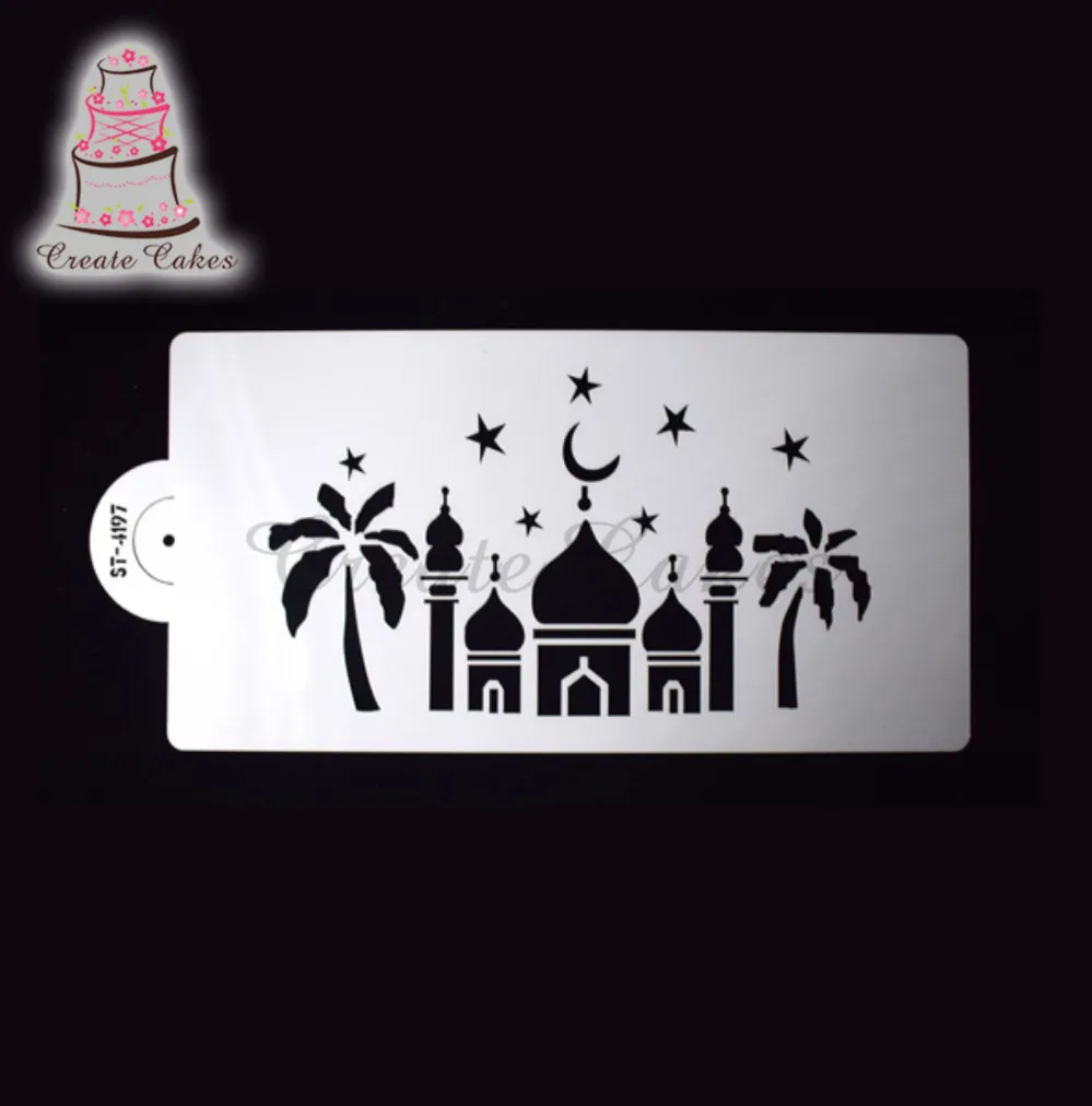 Трафарет Mubarak Eid Coco & Castle для украшения тортов и печенья пластиковый декоративный