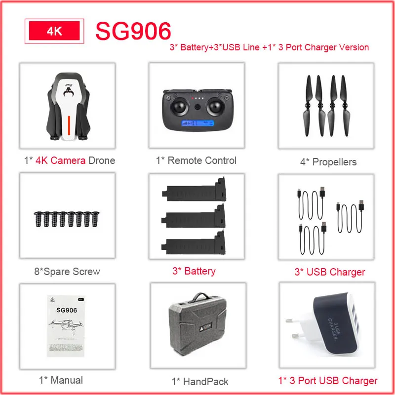 SG906 5G 1080P 4K HD WiFi камера Складная FPV игрушка, Дрон на дистанционном управлении RTF gps следить за мной/рука жестов стрельба 23 мин Время полета Вертолет - Цвет: W-4k-3B-HandPack