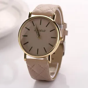 Часы наручные женские кварцевые аналоговые, модные простые с кожаным ремешком
