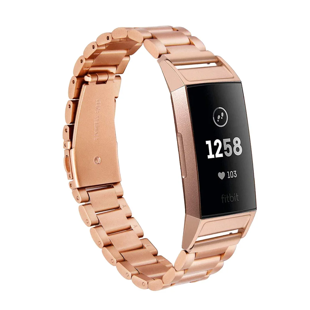 Yuedaer металлический ремешок для Fitbit Charge 3 ремешок для Fitbit Charge 3 сменный ремешок для смарт-часов Рогатка Пряжка твердый металлический ремень