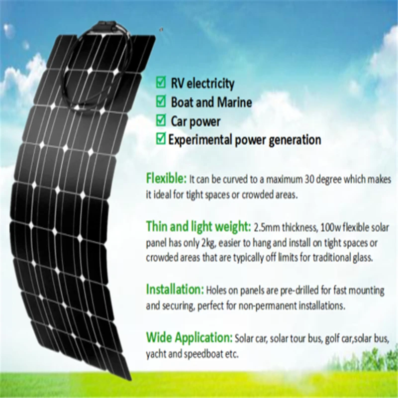 

600W Hybrid System Kit : 2pcs 100w Flexible Solar Panel + 400W Wind Turbine + Peak 1000W Pure Since Wave Inverter + Accessories
