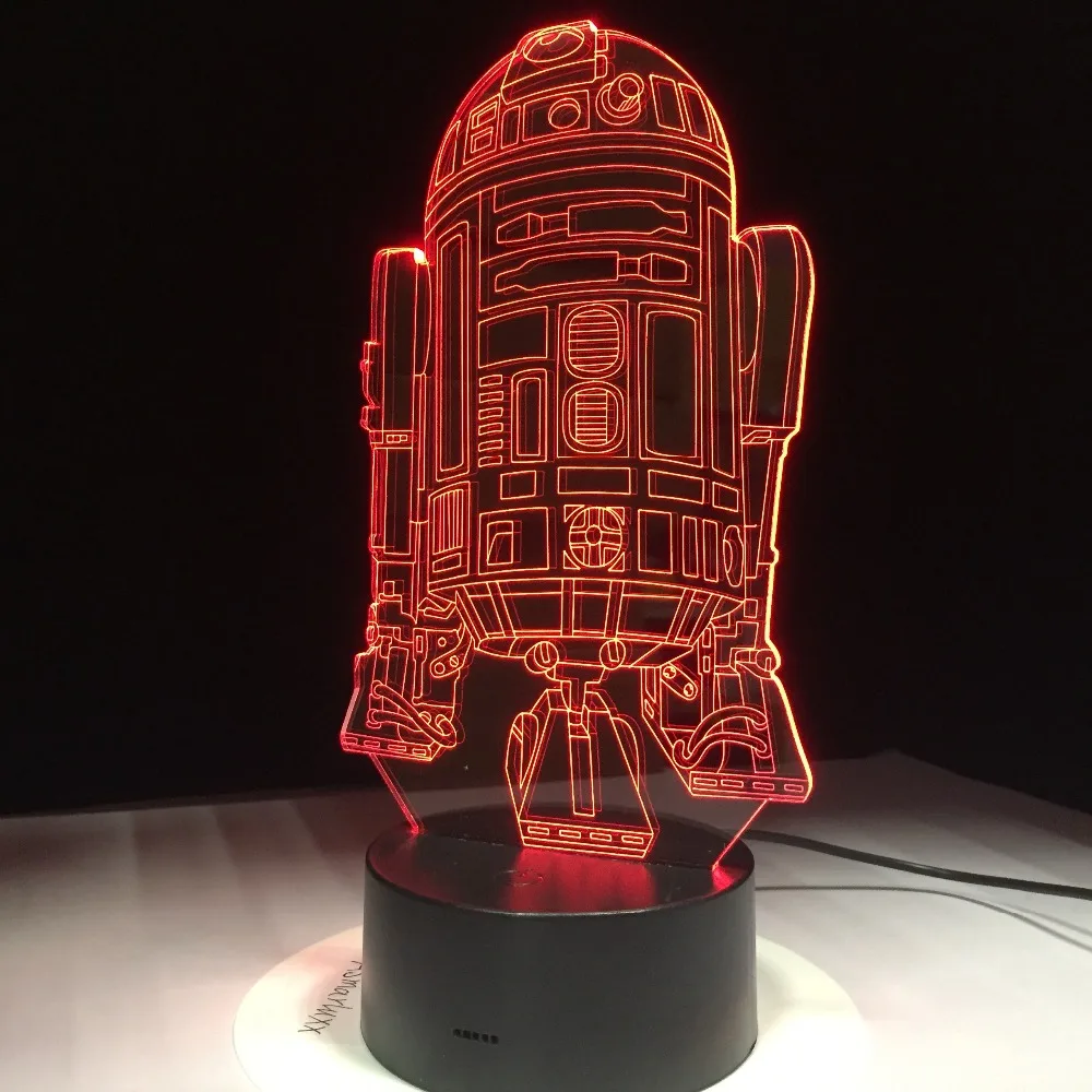 3D ночной Светильник Звездные войны Droid игрушка R2D2 светодиодный оптический