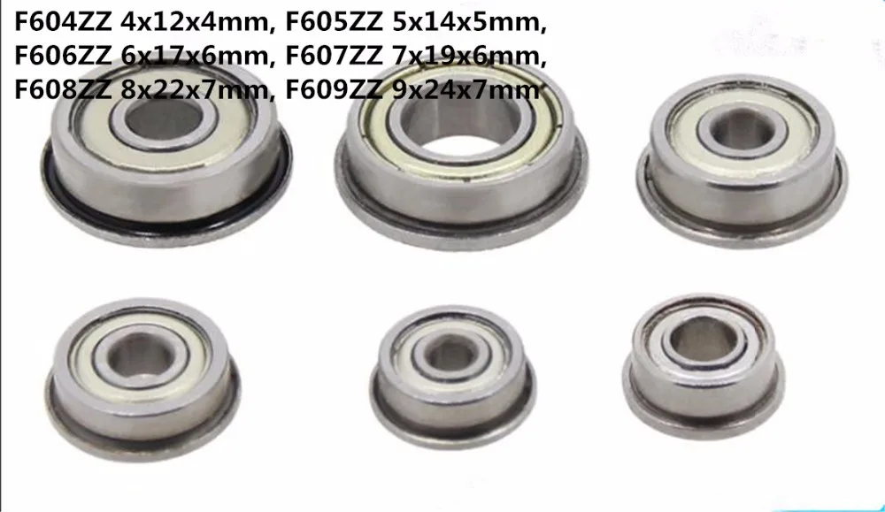 2 10 шт. F604ZZ F605ZZ F606ZZ F607ZZ F608ZZ F609ZZ фланцевый шариковый подшипник металлические