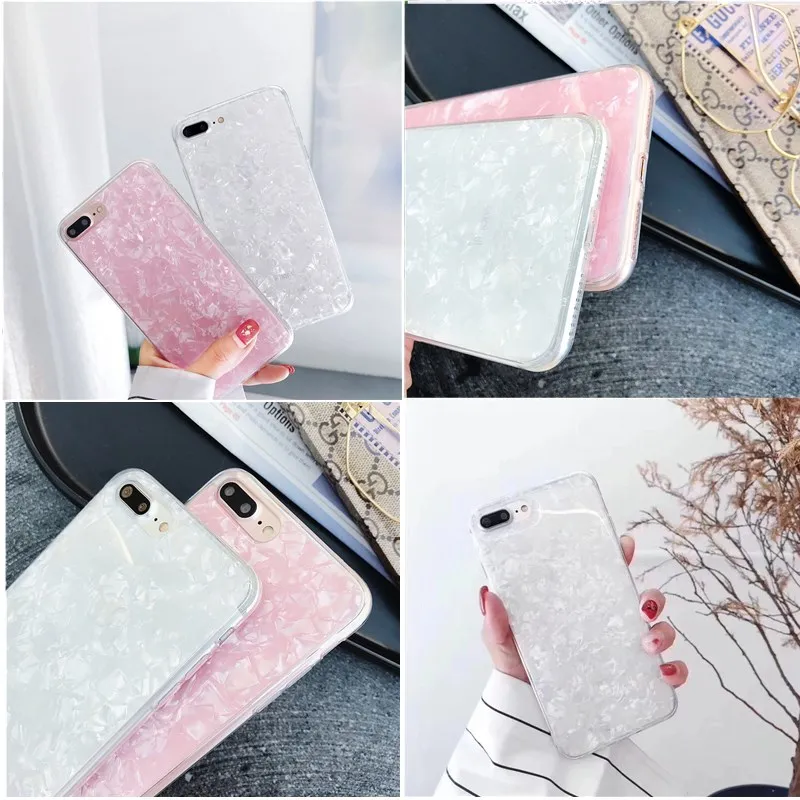 Роскошный Шикарный чехол для iPhone 7 8Plus Dream Shell Мраморное изображение камня узор s X 6