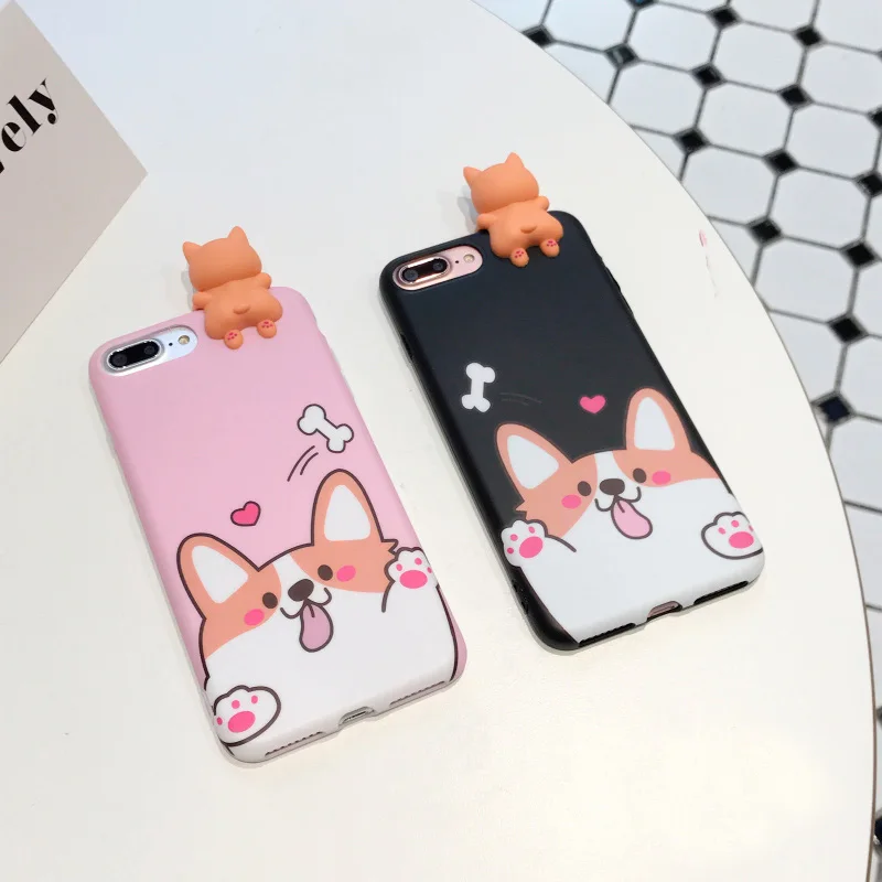 Для iphone 7 Plus 3D Welsh Corgi dog чехол для телефона s 6 6s 6plus 8 8plus милые игрушки собак мягкий