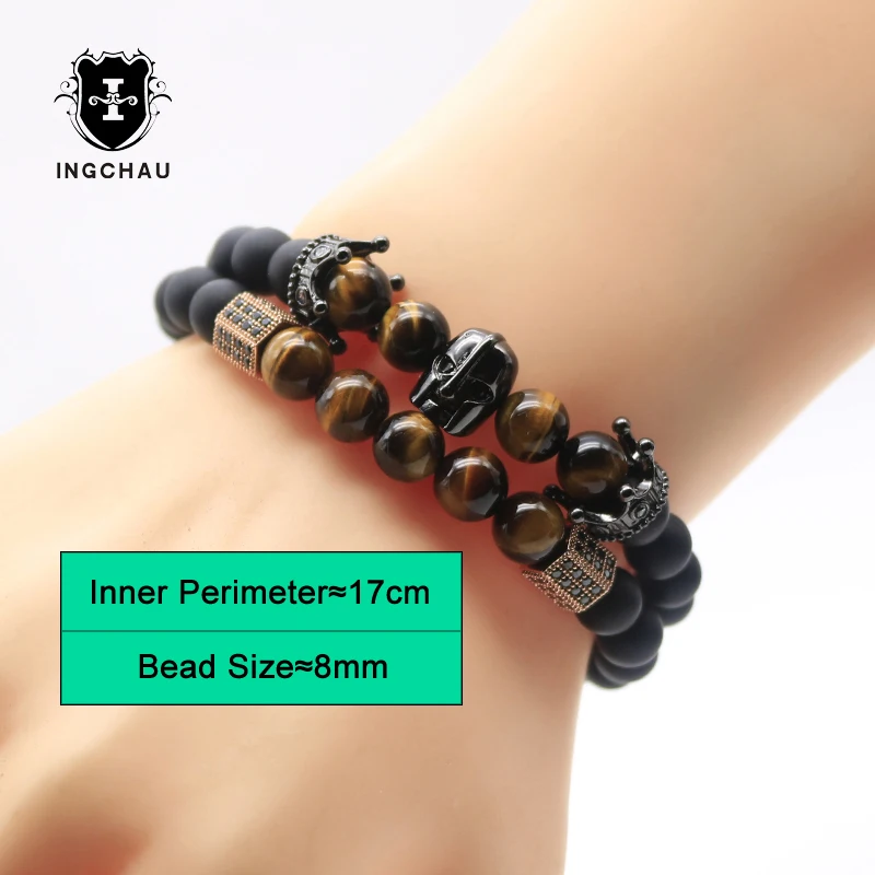 Мужской браслет из камня тигровый глаз с черным покрытием H73 | Украшения и