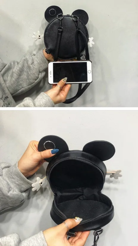 Женский Универсальный мини рюкзак с мультипликационным принтом мышки модная