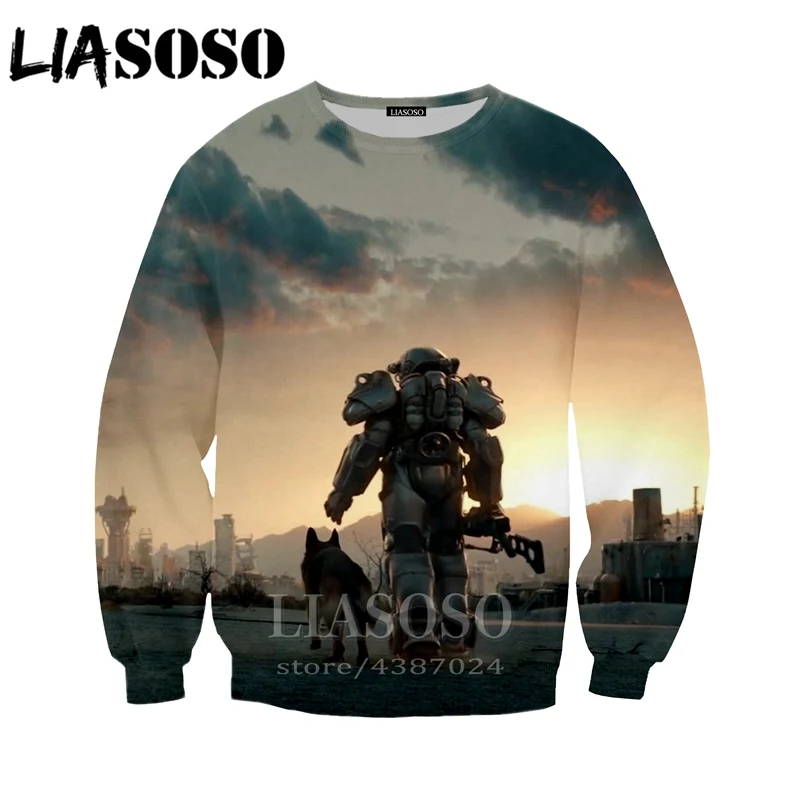 LIASOSO повседневные женские и мужские толстовки принт 3d игра Fallout 4 Толстовка Смешные зимняя куртка повседневная верхняя одежда Harajuku D448