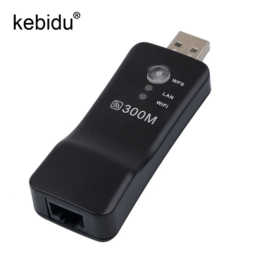 Kebidu Universal 300Mbps TV Network Wifi Adapter WPS Wireless Wi-fi Repeater RJ-45 Cable for Samsung LG Sony |