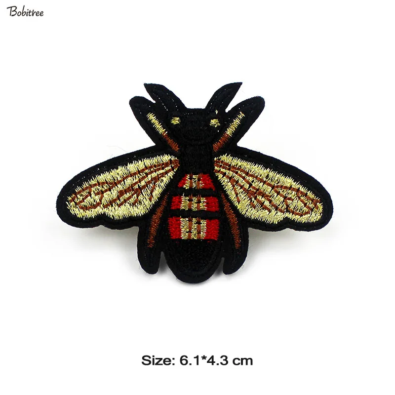 Insect Embroidery Bee Beetle Iron on Patches For Clothing Sewing Badges Appliques Stickers for Jacket Bags Accessories - Color: 1 pcs