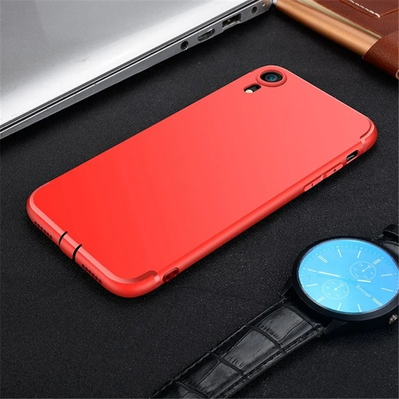 Красный Тонкий мягкий матовый Силиконовый из ТПУ чехол для Iphone 11 Pro Xs Max X Xr 6 6s 7 8 Plus защитный чехол с заглушкой от пыли - Цвет: Красный