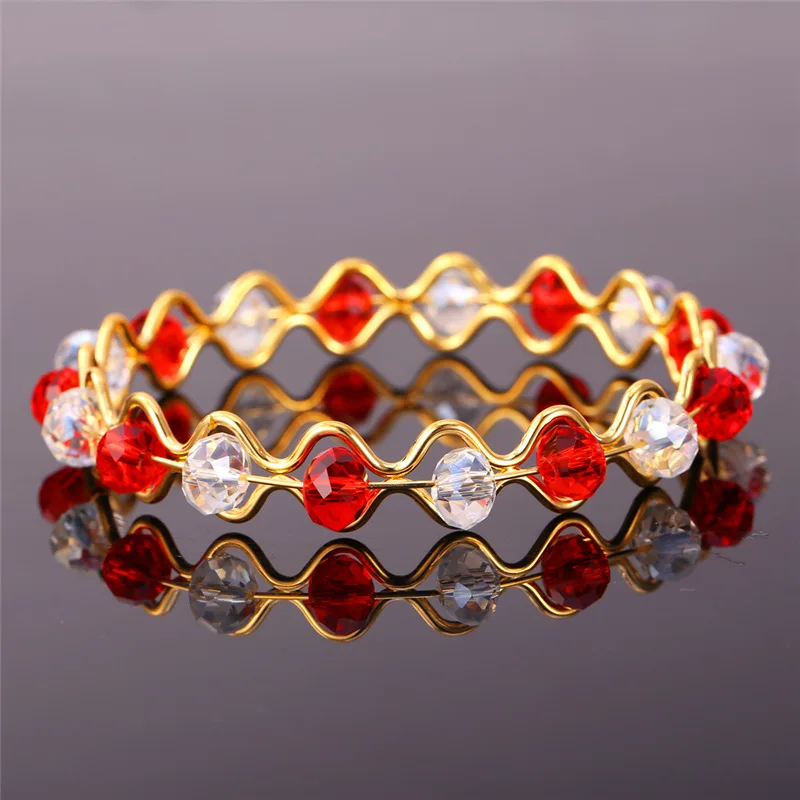U7 Шарм Красные Бусы Браслеты Для Женщин Ювелирные Изделия Позолоченный Браслет С