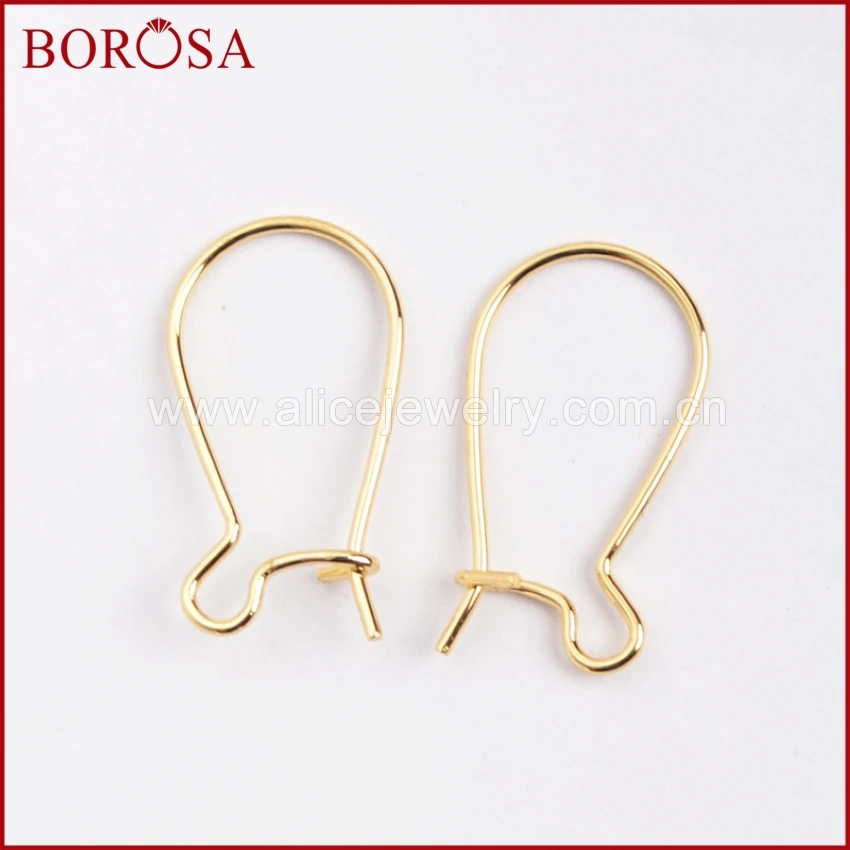 BOROSA Gold Color Kidney Shaped Ear Wires Earring Hooks Ear Hooks For Jewelry Earrings Findings PJ024