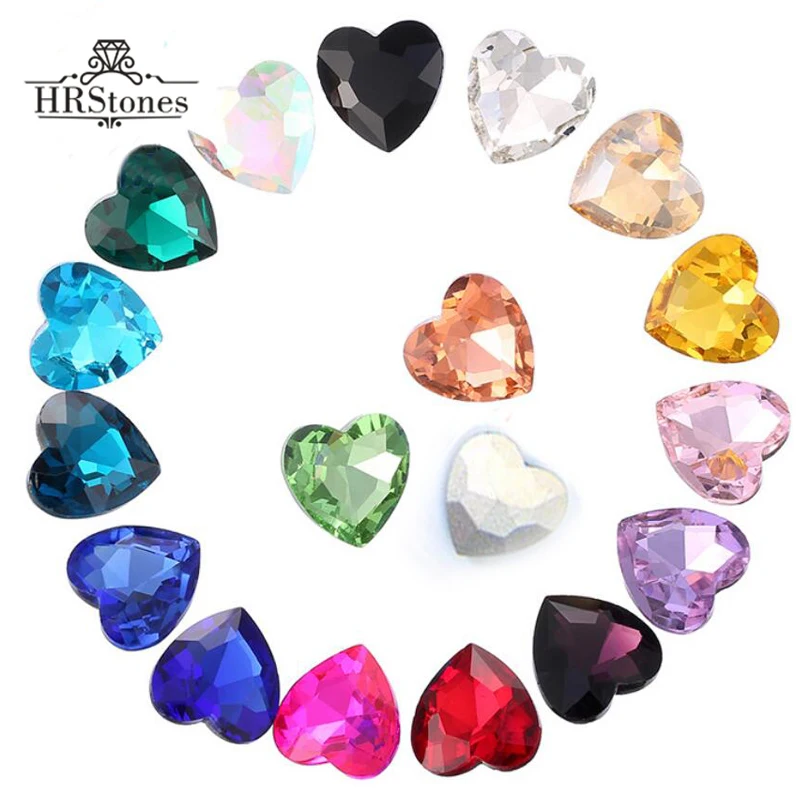 Сердце свободные вечерние украшения на платье стекло с острым задником клей