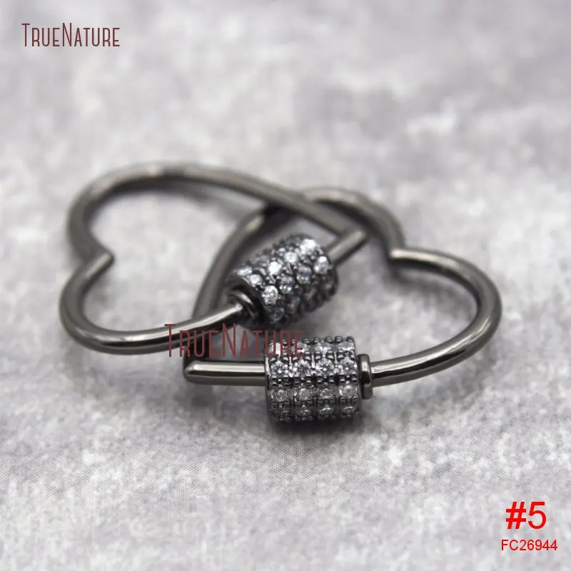 CZ Micro Pave в форме сердца винтовая застежка золото розовое золото металл Посеребренная U форма застежка замок карабин проложить замок FC26945