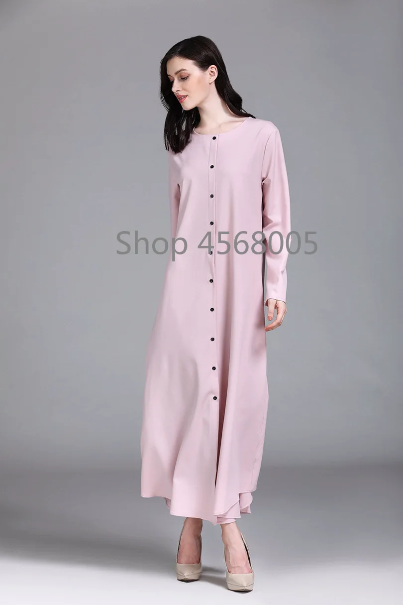 Новинка сезон весна лето арабские женские платья с длинными рукавами однотонные